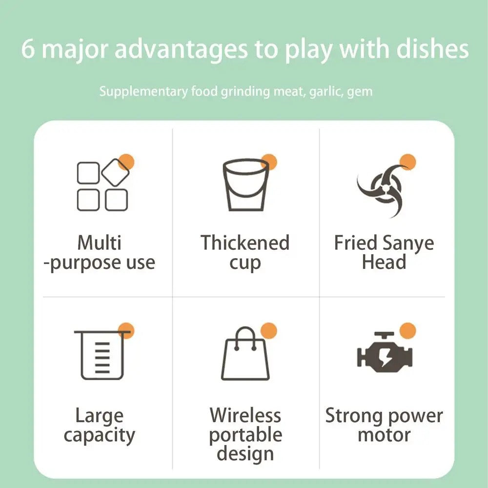 1 electric garlic puree machine 260ML garlic grinder onion chopper vegetable chili grinder household kitchen mixer