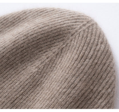 New Autumn Winter 100% Cashmere Hat Knitted Mountaineering Wool Hat Outdoor Skiing Double Layer Men and Women Thickened Warm