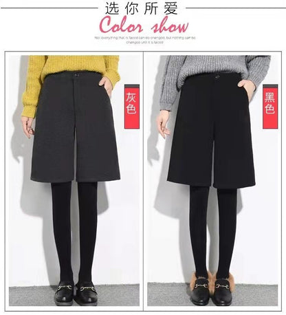 Women Clothing Autumn Winter Fashion Simplicity Woolen Cloth Trousers Female Appear Thin High Waist Loose Large Size Casual Pant