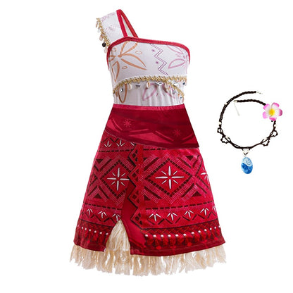 Girls Halloween Cosplay Moana Dress Ocean Adventure Role Play Costume Vaiana Princess Boys Maui Costume Vestidos Party Dress