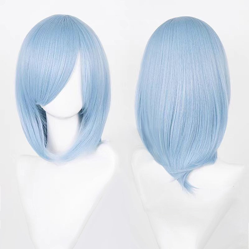 Perucas de Cosplay Multicoloridas 40cm Curtas Retas Masculinas Perucas Sintéticas Resistentes ao Calor para Cosplay de Anime e Festas de Halloween