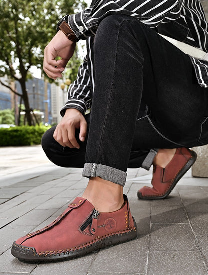 Handmade Leather Men Shoes Casual Slip On Loafers Breathable Leather Shoes Men Flats Hot Sale Moccasins Outdoor Shoes Plus Size