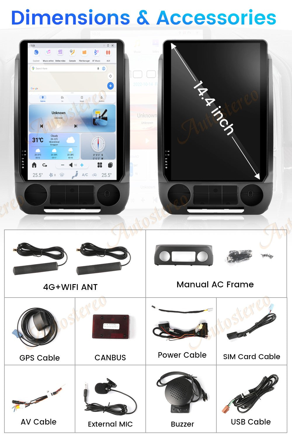 14.4 Inch Android 128G For Ford F150 F250 F350 2015-2021 Tesla Style Car GPS Navigation Multimedia Player Radio Tape Headunit HD
