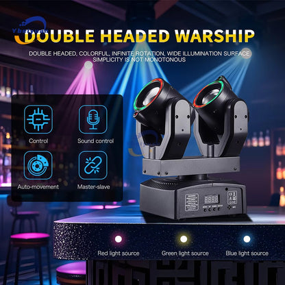 New Double Head Moving Head Beam Light With Aperture Remote Control DMX512 DJ Disco Bar Christmas Birthday Party Effect Light