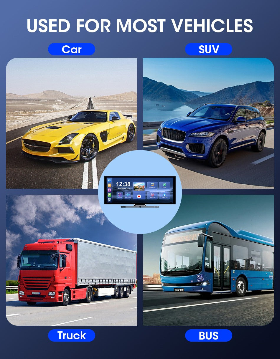Develuck NEW 11.26 inch 4K DVR Wireless CarPlay and Android Auto Portable Dash Cam Car Screen Video Recorder 5G WIFI Navigation