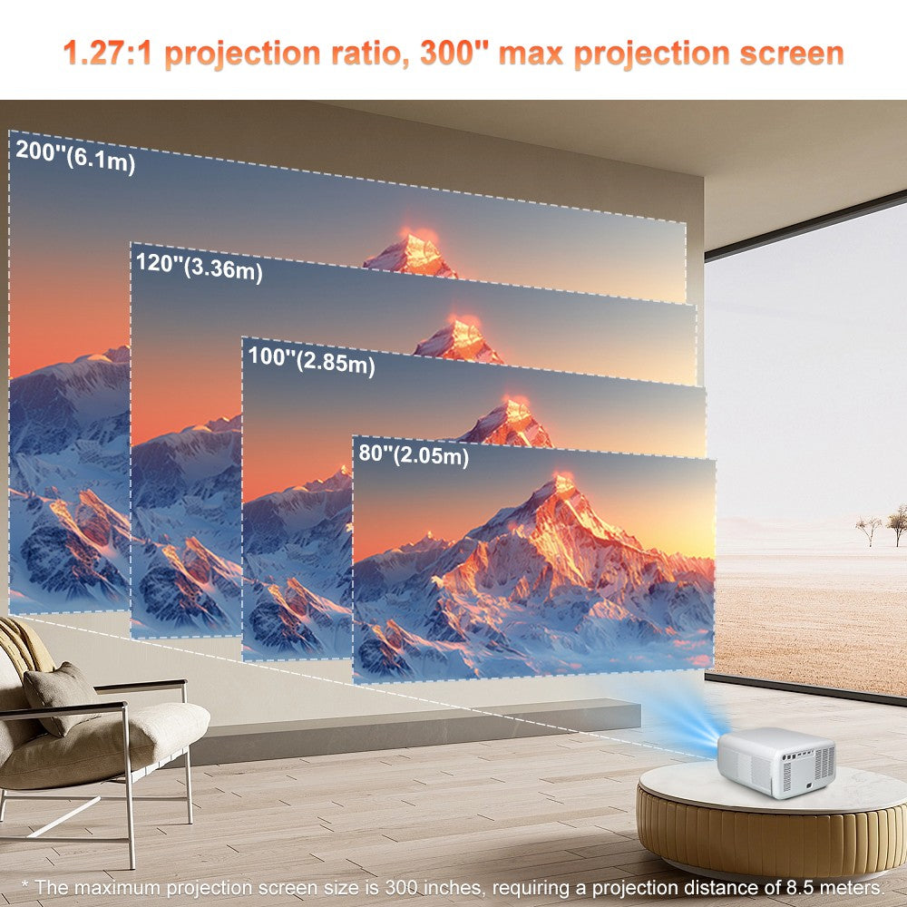 Projetor FlixTone D9W Ultra 3000 ANSI Full HD 1080P para Filmes Android WiFi 6 Home Theater Projetor Beam para Vídeos ao Ar Livre
