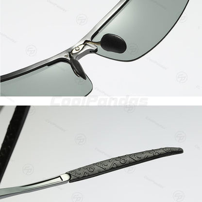 CoolPandas Óculos de Sol Fotocromáticos Masculinos Polarizados Sem Aro para Esportes ao Ar Livre Óculos de Condução Dia Noite Camaleão Óculos Masculinos