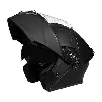 Capacete de motocicleta quente e elegante de inverno com rosto completo e capacete completo e inversão de lente dupla