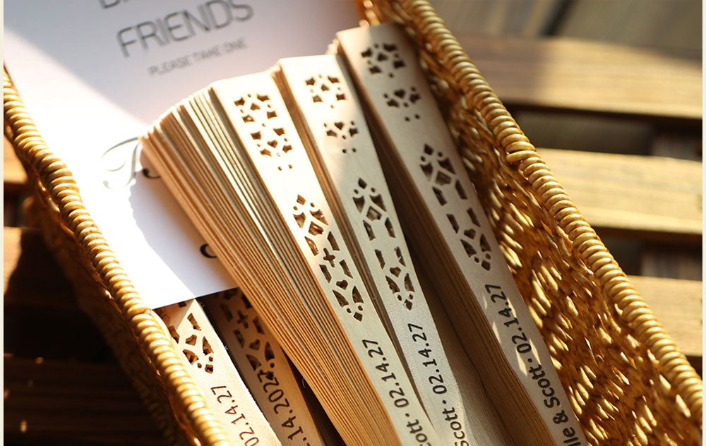 Custom Wedding Fans-Hand Fan For Bridal Shower Beach And Summer Wedding Favors-Personalized Rustic And Elegant Wooden Fan