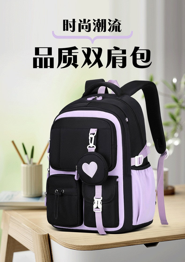 Mochila Escolar Estojo Lancheira Love Pattern Três Peças Tecido Nylon Impermeável Menino Menina Adolescentes Mochila Tendência