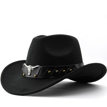 New Vintage Western Cowboy Hat For Men's Gentleman Lady Jazz Cowgirl With Leather Wide Brim Cloche Church Sombrero Hombre Caps
