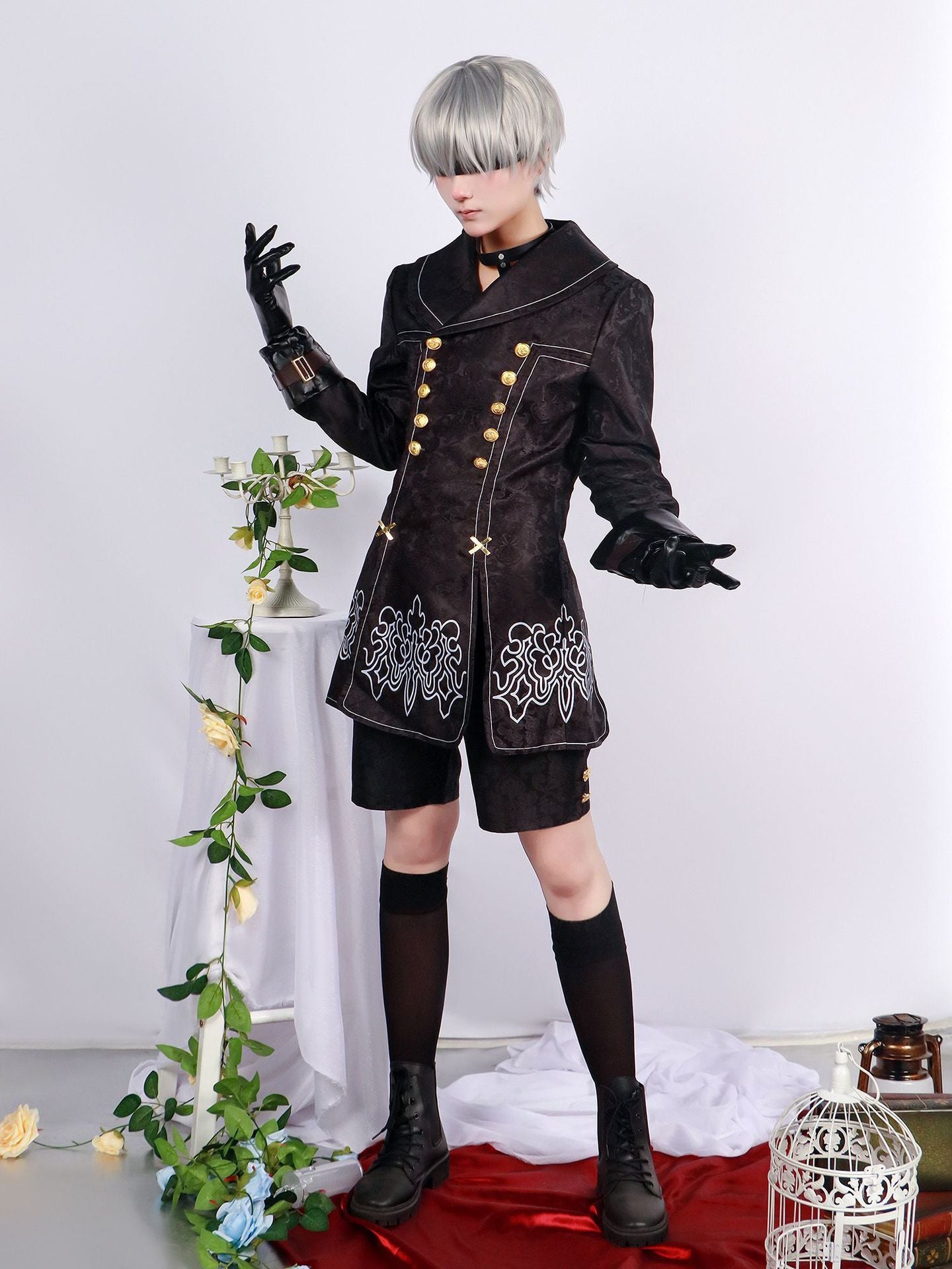 Anime Nier Automata Cosplay 9S Yorha 2B Cosplay Suit Male Women Outfit Wig Disguise Costume Plus Size Fancy Party Black Dress