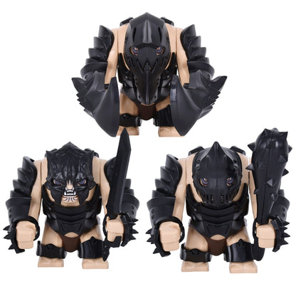 Medieval Cave Troll Building Blocks Weathered Rust Armor Rich Accessories Large Posable Brick Figure Fantasy Collectible Toy