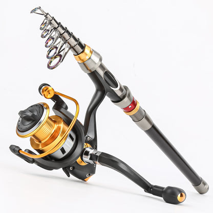 Conjunto de Pesca Portátil Retrátil Haste de Carbono Luya Vara de Pesca de Longo Alcance para Pesca Marinha