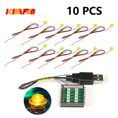 10PCS 0.8mm Pino RGB LED Blocos de Montar USB Lâmpada DIY Luz de Rua Cidade Decoração Elétrica 1X1 Tijolo Compatível com Todas as Marcas