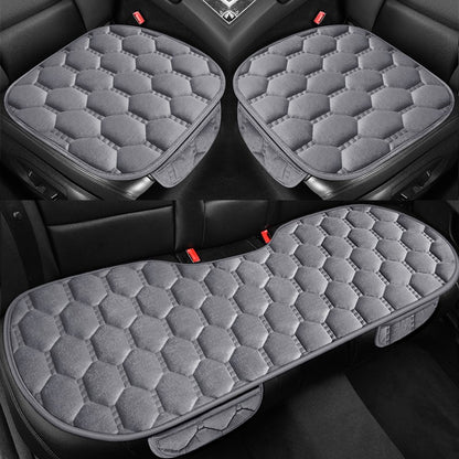 Car seat cushion three piece set, single seat, single piece, winter plush backrest, no binding, anti slip, cold resistant pad