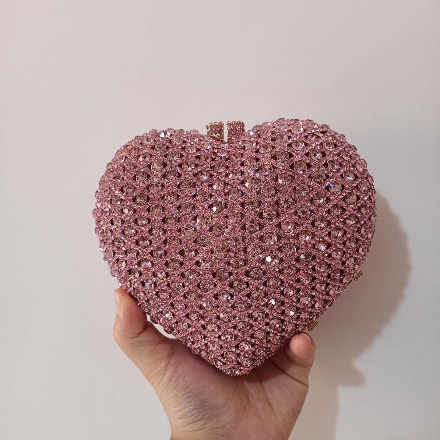 Luxury Women Pink Flower Clutch Bags Stone Evening Bags Bridal Rhinestone Handbags Wedding Clutches Bags Dinner Minaudiere Purse