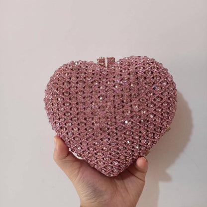 Luxury Women Pink Flower Clutch Bags Stone Evening Bags Bridal Rhinestone Handbags Wedding Clutches Bags Dinner Minaudiere Purse