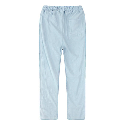 Men's Cotton Linen Pants Male Autumn New Breathable Solid Color Linen Trousers Fitness Streetwear S-3XL