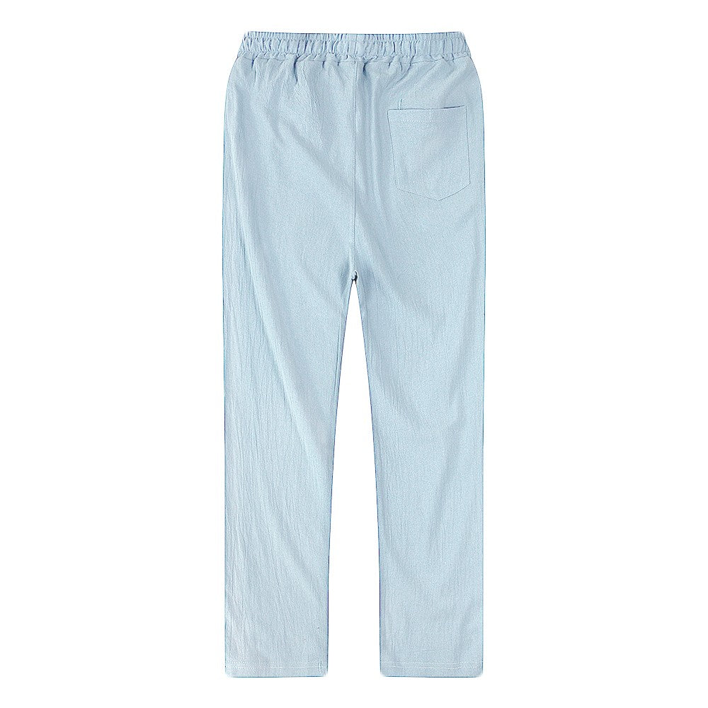 Men's Cotton Linen Pants Male Autumn New Breathable Solid Color Linen Trousers Fitness Streetwear S-3XL