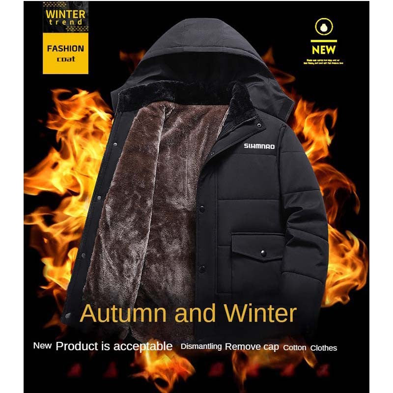 Conjunto Masculino de Pesca Corta-Vento e Quente para Uso Externo, Conjunto de Lã para Montanhismo, Jaqueta de Lã Grossa de Pelúcia para Inverno, Jaqueta Masculina com Capuz