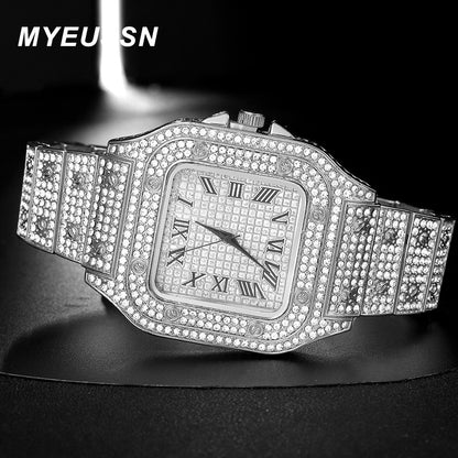 Popular Iced Out Watch Men Luxury Full Diamond Women Watches CZ Quartz Men's Watch Waterproof Hip Hop Male Clock Gift Jewelry