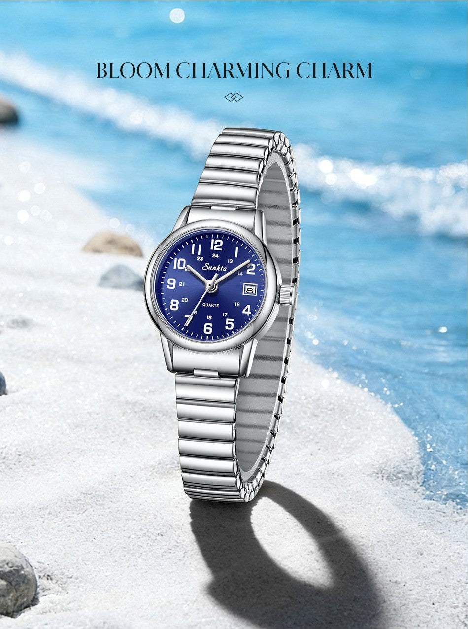 LIGE Sunkta Fashion Luxury Woman Watch Elegant Classic Simple Waterproof Calendar Stainless Belt Women's Wristwatch  Ladies Gift