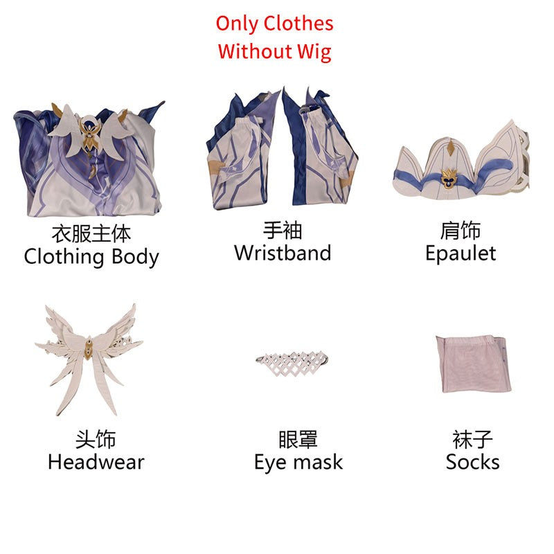 Game Impact Damselette Columbina Cosplay Costume Wig Hair for Women Cosplay Halloween Fatui Role Play Party Dress Outfits