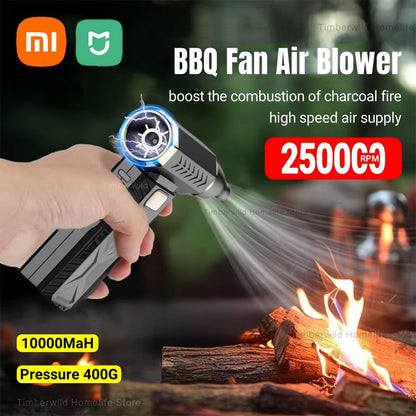 Xiaomi Ventilador Soprador de Churrasco Portátil 250000RPM Soprador de Ar Ventilador Violento para Churrasco ao Ar Livre Piquenique Fogo Ferramentas Elétricas para Churrasco