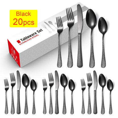 20/30/40Pcs Luxury Tableware Flatware Set Creative Snake Skin Hotel Steak Dinnerware Set Stainless Steel Gold Cutlery Set Gift
