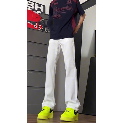 Cleanfit Extended Length Men's Jeans High Waist Slim Straight Leg Micro Flared Pants Bla Knife  Faionable Tall Size