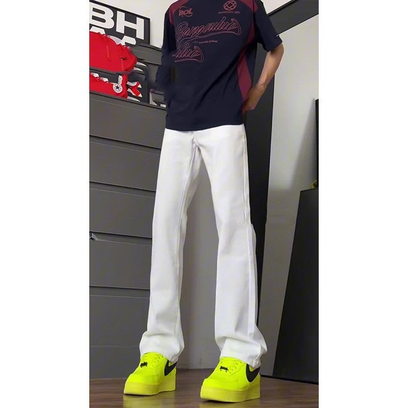 Cleanfit Extended Length Men's Jeans High Waist Slim Straight Leg Micro Flared Pants Bla Knife  Faionable Tall Size