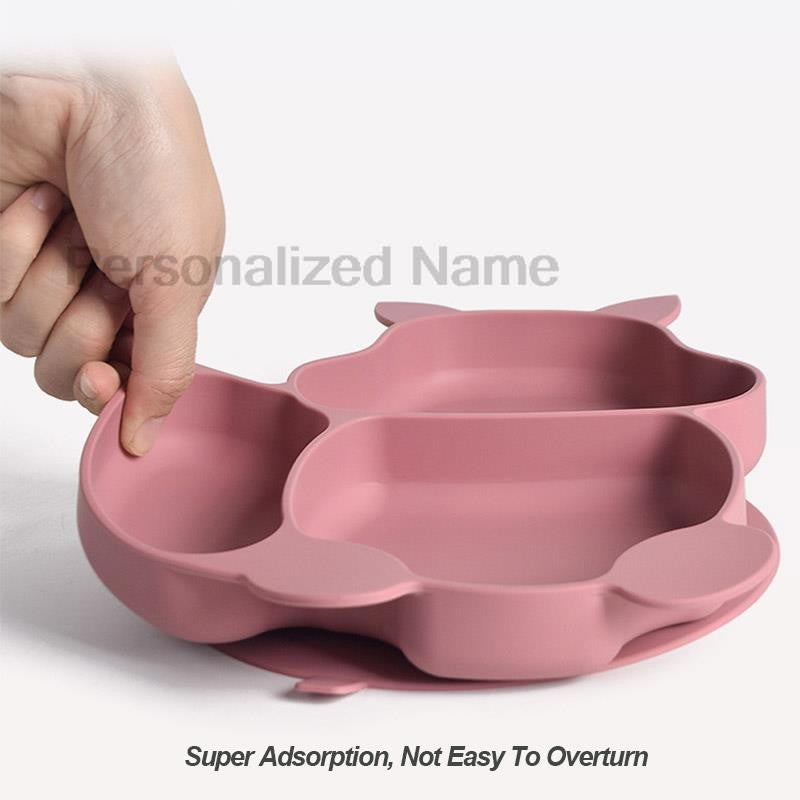 Baby Silicone Sucker Bowl Plate Cup Bibs Spoon Fork Sets Children Tableware Baby Feeding Dishes Sets Personalized Name BPA Free