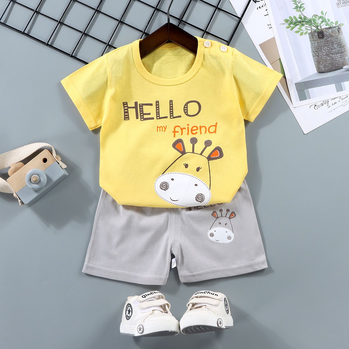 Conjuntos Infantis Mãe e Filhos Roupas Menino Menina Camiseta Shorts 2PÇS Verão Algodão Manga Curta Roupas de Bebê Infantil Terno