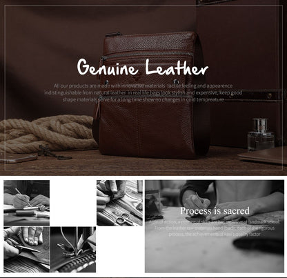 HUMERPAUL Genuine Leather Men's Crossbody Bags Large Capacity Shoulder Sling Bag Multifunction Short Travel Messenger Pack