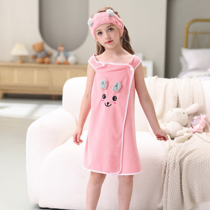 High-end Children's Suspender Skirt, Headband, Soft Towel Bathrobe, Absorbent, Wearable, Wrapable, Water-absorbent Quick-drying