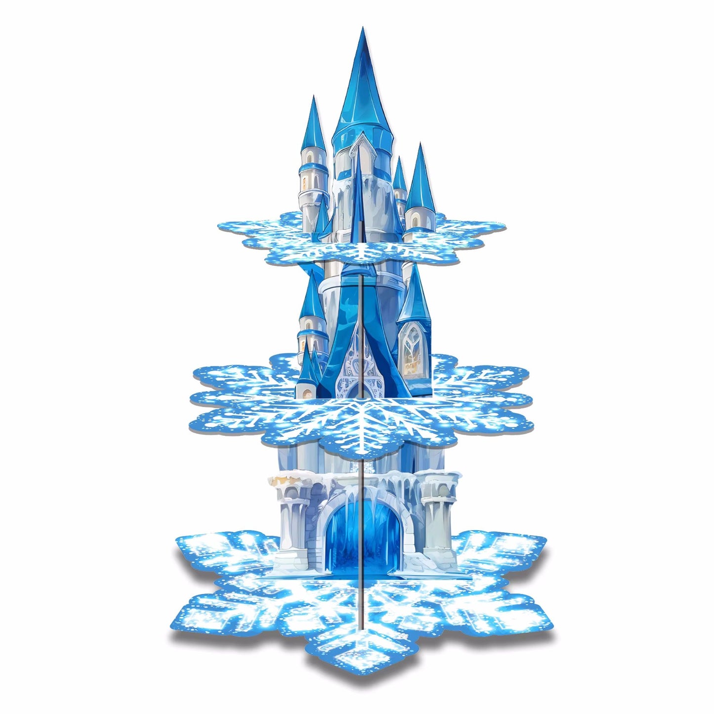 3 Tier Winter Snowflakes Castle Party Cake Display Stand Dessert Cupcake Rack Holder Kids Birthday Party Cake Tray Decor