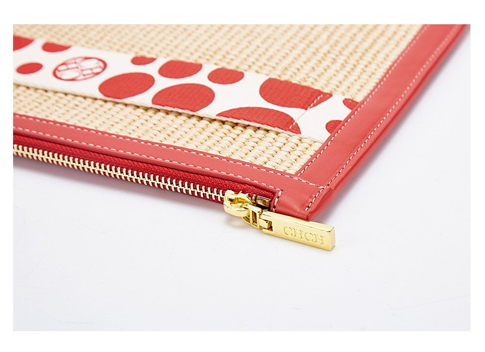 CHCH Handmade Woven Clutch Bag Ribbon Embellished Niche Style Clutch Bag