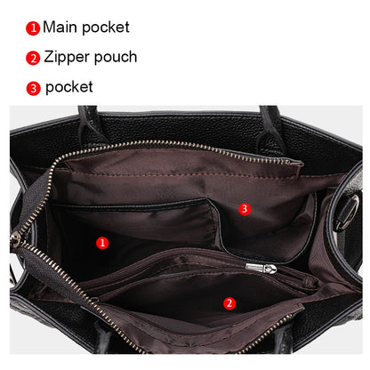 Aidrani women's large capacity handbag with letter print design, made of cowhide material, black