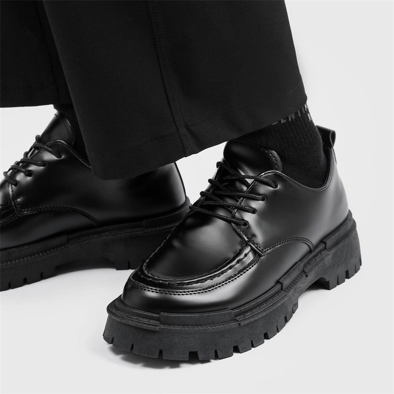 Fashion Thick Sole Leather Shoes Men Casual Shoes Classic Business Men Dress Shoes Breathable Lace-Up Handmade Shoes Moccasins