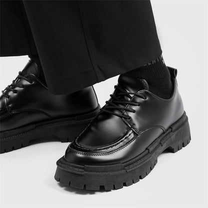 Fashion Thick Sole Leather Shoes Men Casual Shoes Classic Business Men Dress Shoes Breathable Lace-Up Handmade Shoes Moccasins