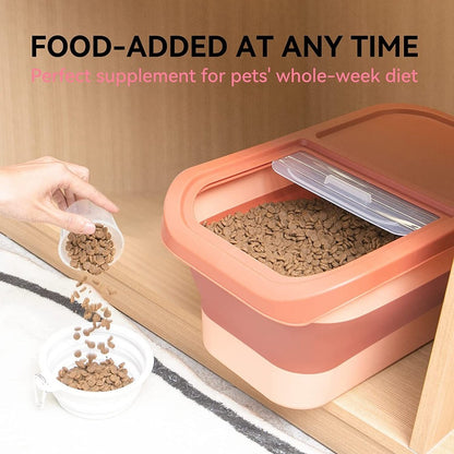 Recipiente Dobrável para Ração de Cães e Gatos de 6/15 Litros, Caixa para Ração Seca de Gatos com Tampas, Recipientes Herméticos para Armazenamento de Grãos e Arroz de Cozinha