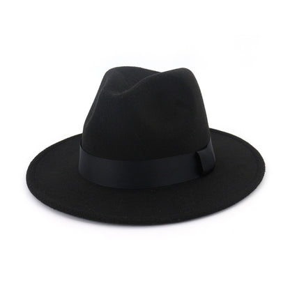 HOAREE Purple Wool Felt Jazz Fedora Hats Men Women Wide Brim Sombrero British Style Trilby Formal Panama Cap Solid Dress Hat