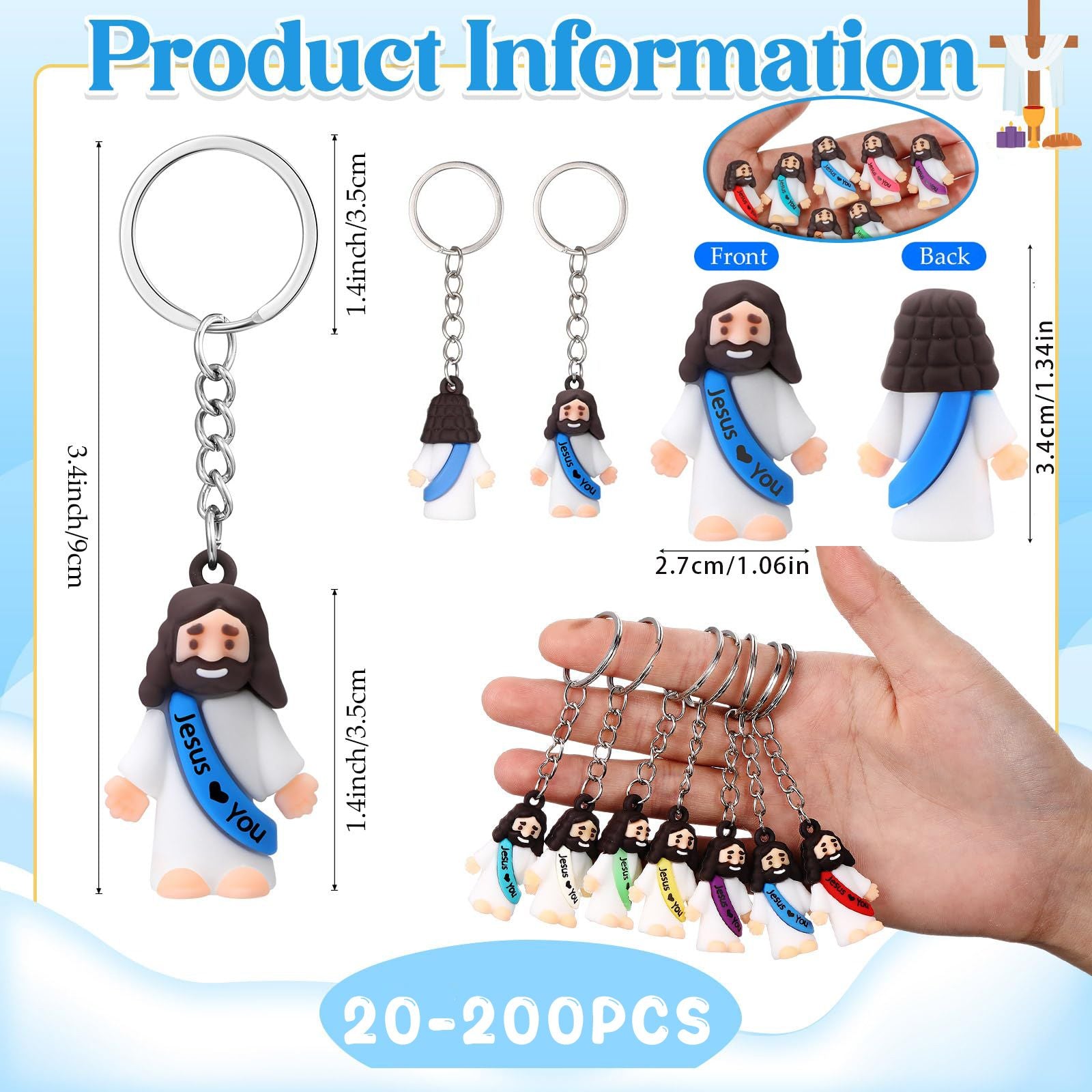 20-200PCS Little Jesus Figures Mini Jesus Figurines in Bulk Hide and Seek Religious Party Favor Sunday School Easter Egg Stuffer