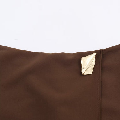 Asymmetry High Waist Mini Skirt Women Fashion Metal Decoration Elegant Skirt Shorts Woman Y2k Streetwear A Line Casual Skorts