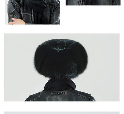Real Fur 100% Fox Skin Russian Businessmen Pilot Bombers Full Mao Men's hat Ushanka Winter Ear Guard Hat Raccoon Fur Beanie hat