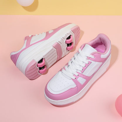 4 Wheel Skate Roller Shoes For Boys Girls Pulleys Sneakers Casual Outdoor Sports Slide Shrink School Students Walking Shoes