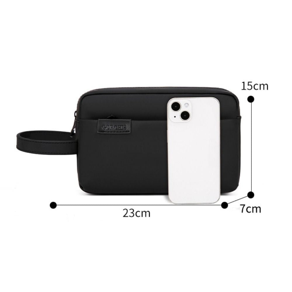 Retro Zipper Closure Leather Clutch Bag Multi-layer Versatile Men's Handbag Large Capacity Waterproof Phone Purse Office