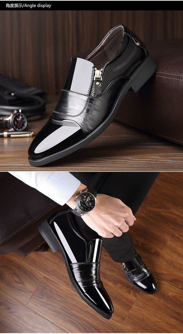 New autumn men's leather shoes Sharp pointed outdoor anti slip flat Fashion Business Zipper Footwear Casual comfort male shoes
