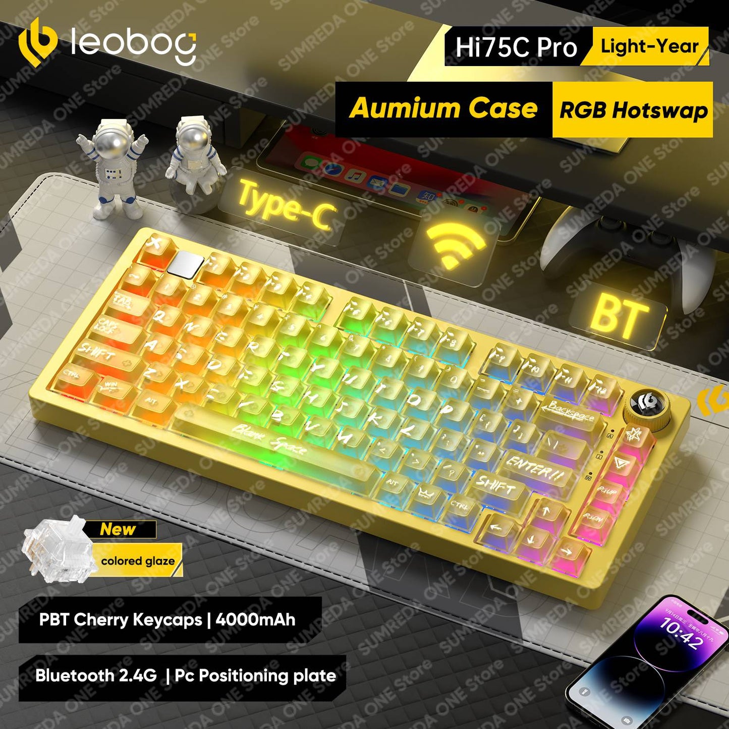 Leobog Hi75C Hi75 Hi75C Pro Kit de Teclado Mecânico Customizado de Alumínio Sem Fio para Jogos Bluetooth 2.4G Teclado Gamer com Hotswap com Fio